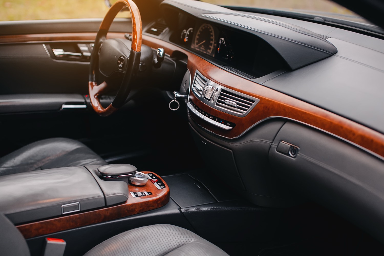 Clean leather interior of a modern vehicle